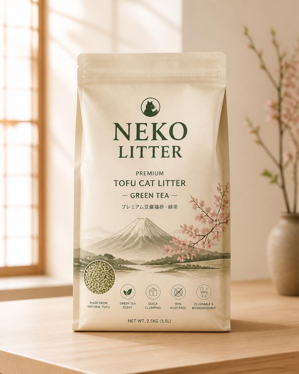 NEKO Premium Tofu Cat Litter bag in green tea